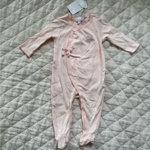 Tres Beau Pink Floral Baby One Piece Footie, 6-9mo, NWT